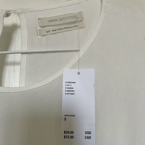 Urban Outfitters Tiered Babydoll Blouse Ivory S - Picture 3 of 5